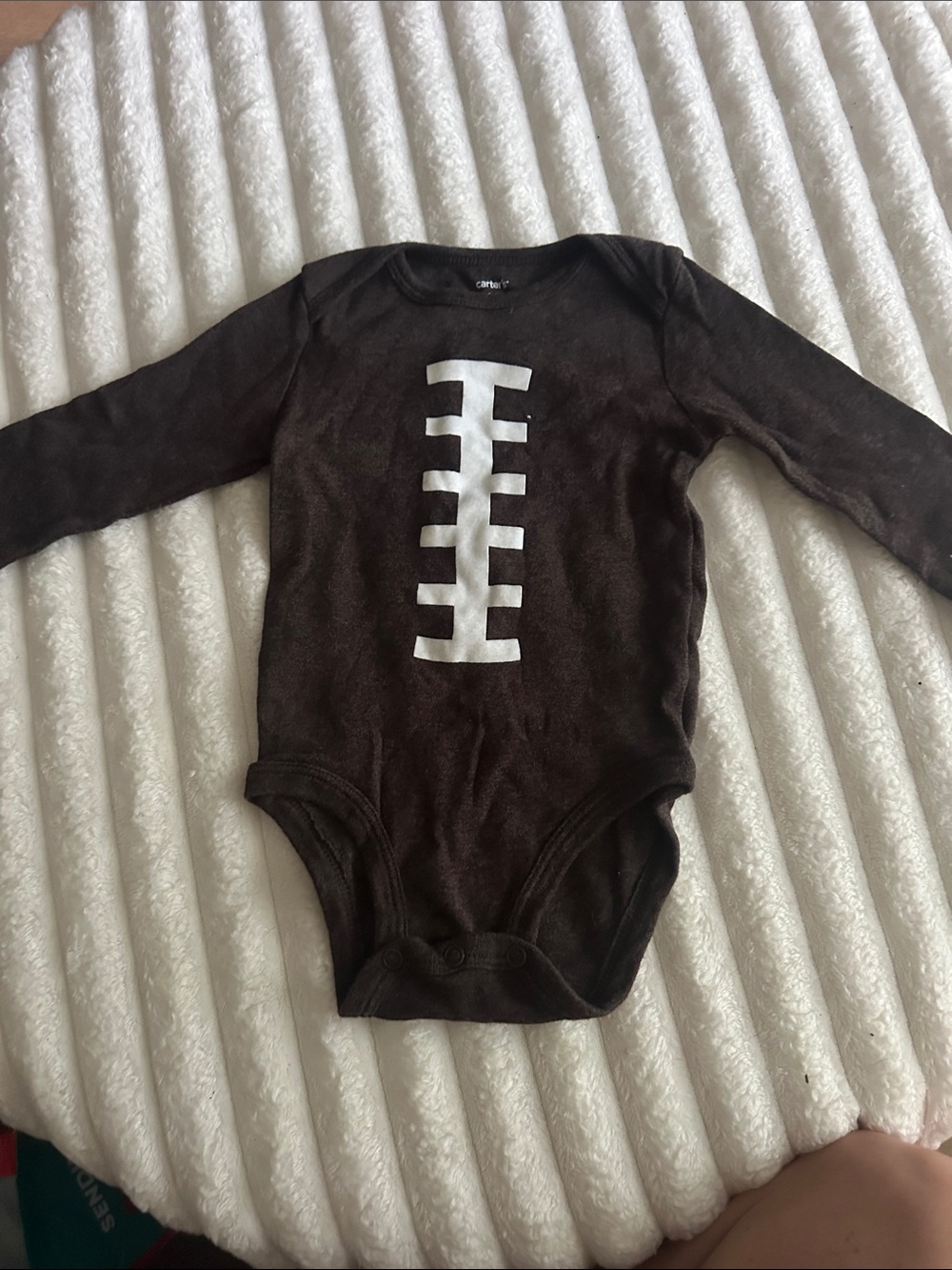 Carter's Brown Long-Sleeve Football Graphic One-Piece